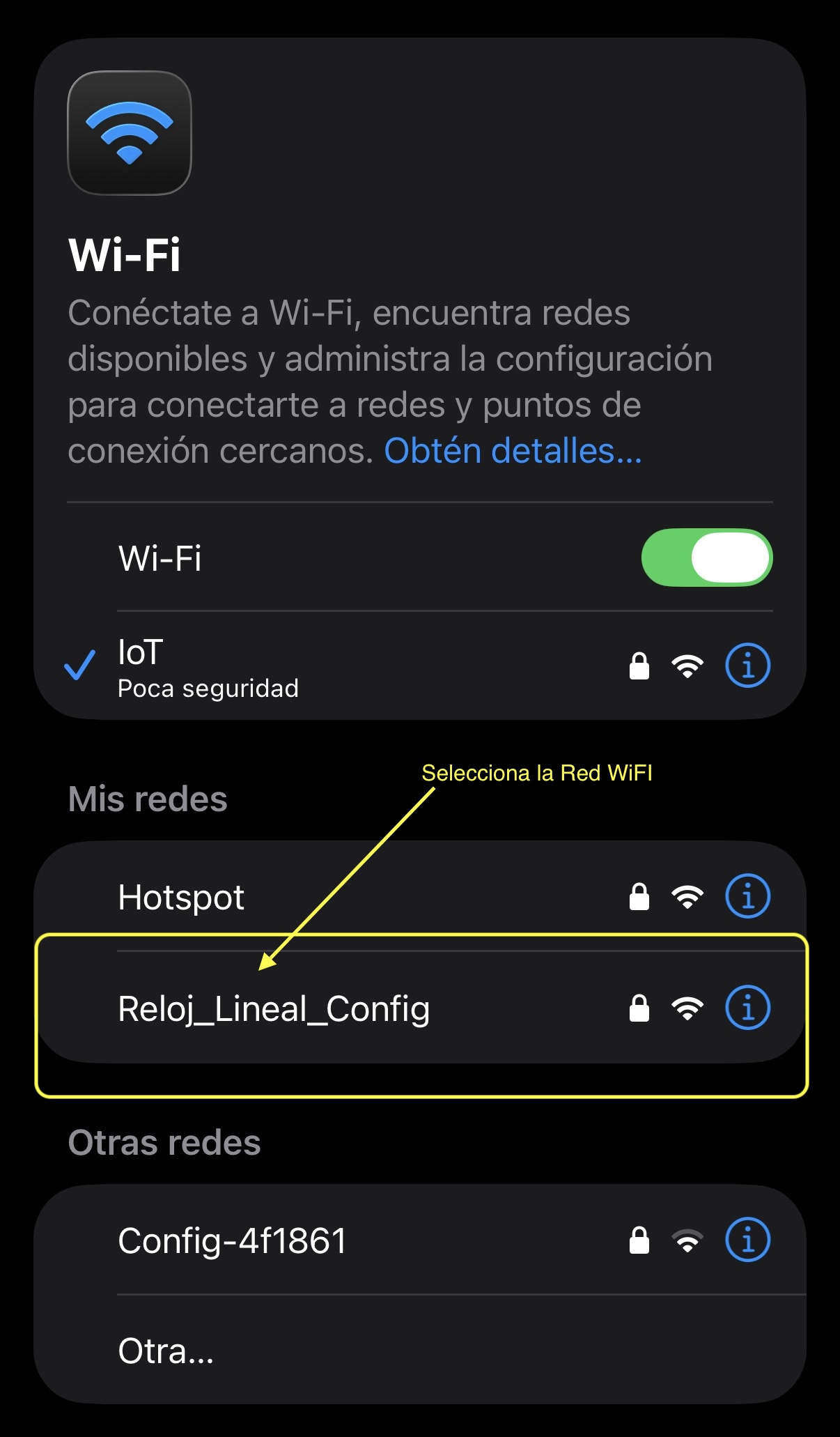 Red Wi-Fi del Reloj