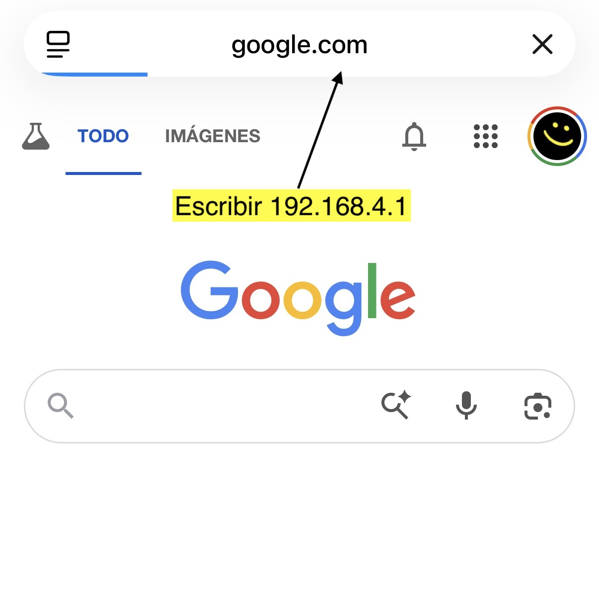 Escribir IP en Navegador