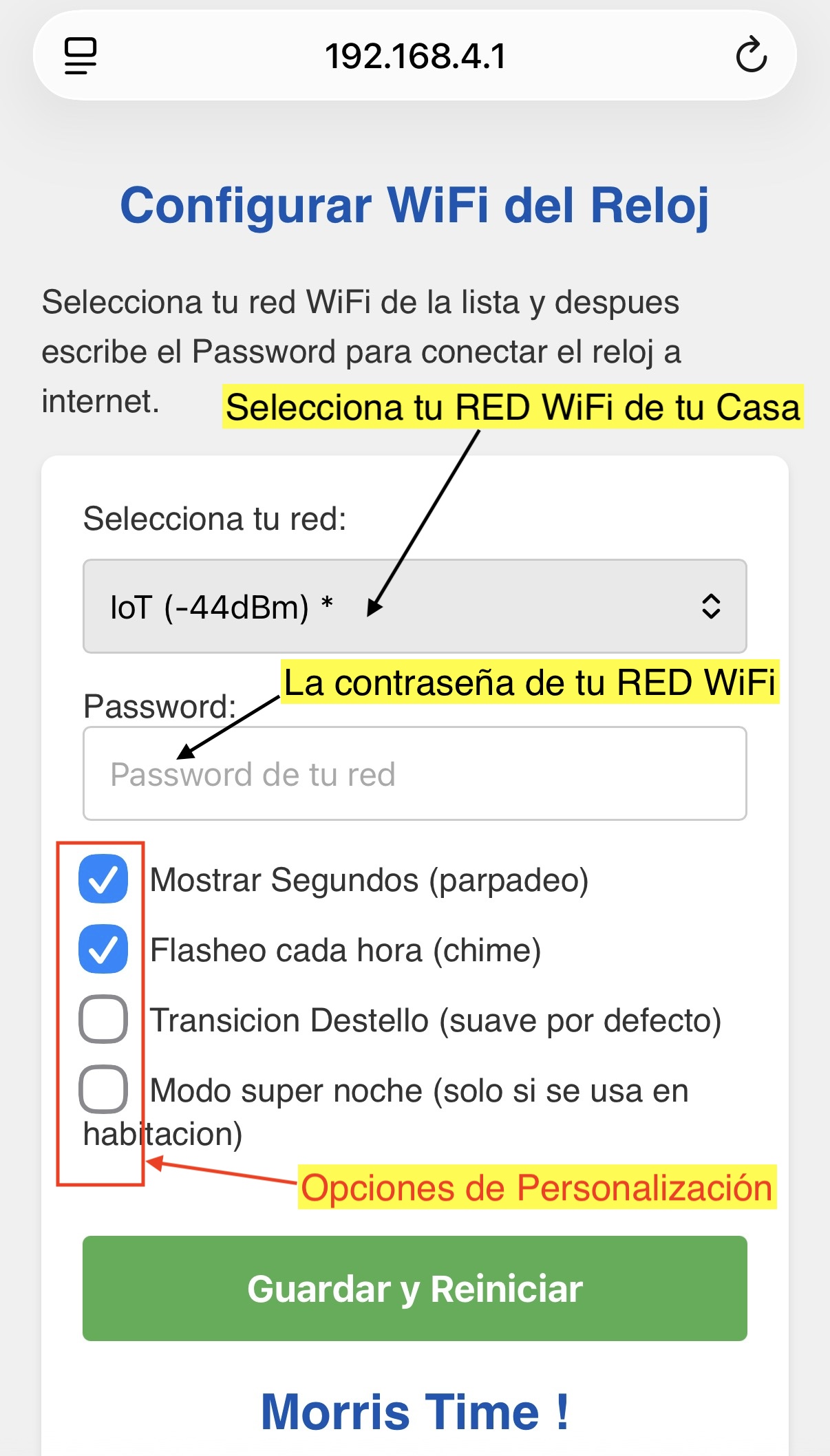 Página de Configuración Manual