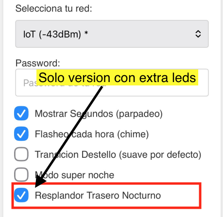 Opciones de Configuración con Resplandor Trasero